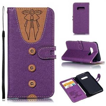 Ladies Bow Clothes Pattern Leather Wallet Phone Case for Samsung Galaxy S10e(5.8 inch) - Purple