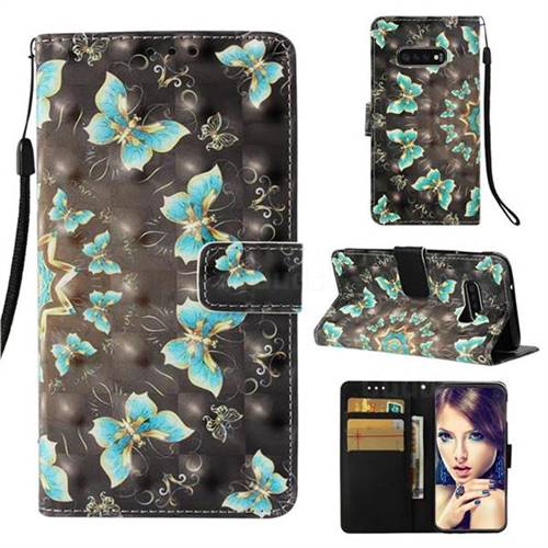 Golden Butterflies 3D Painted Leather Wallet Case for Samsung Galaxy S10e(5.8 inch)