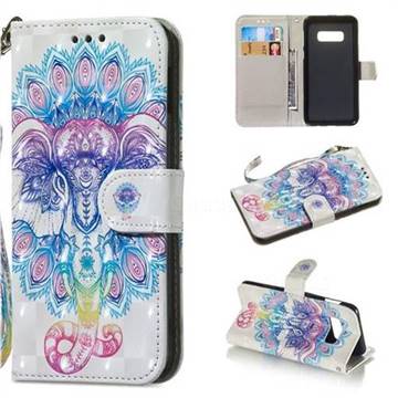 Colorful Elephant 3D Painted Leather Wallet Phone Case for Samsung Galaxy S10e(5.8 inch)
