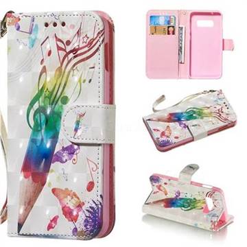 Music Pen 3D Painted Leather Wallet Phone Case for Samsung Galaxy S10e(5.8 inch)