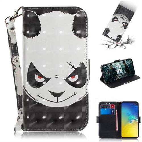 Angry Bear 3D Painted Leather Wallet Phone Case for Samsung Galaxy S10e (5.8 inch)