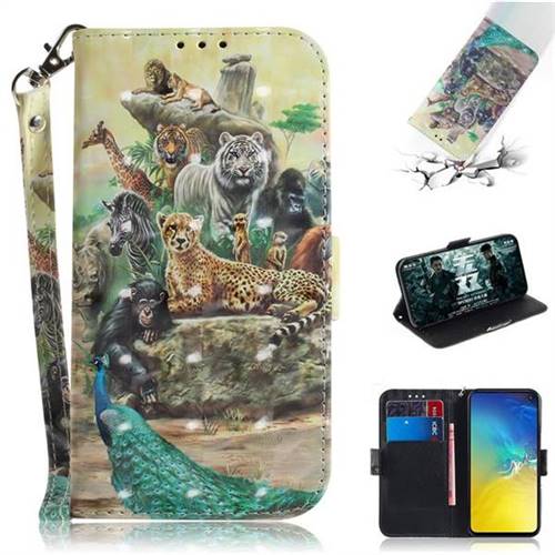 Beast Zoo 3D Painted Leather Wallet Phone Case for Samsung Galaxy S10e (5.8 inch)