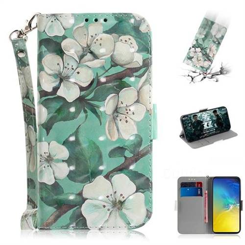 Watercolor Flower 3D Painted Leather Wallet Phone Case for Samsung Galaxy S10e (5.8 inch)