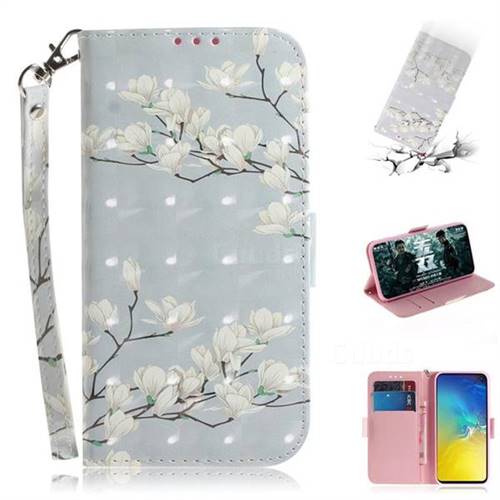 Magnolia Flower 3D Painted Leather Wallet Phone Case for Samsung Galaxy S10e (5.8 inch)