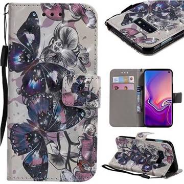 Black Butterfly 3D Painted Leather Wallet Case for Samsung Galaxy S10e (5.8 inch)