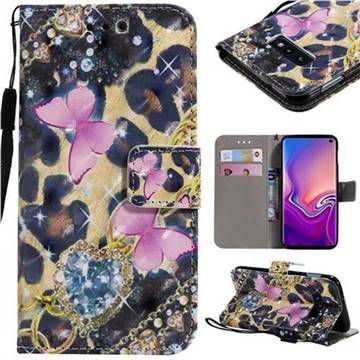 Pink Butterfly 3D Painted Leather Wallet Case for Samsung Galaxy S10e (5.8 inch)