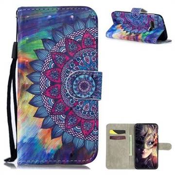 Oil Painting Mandala 3D Painted Leather Wallet Phone Case for Samsung Galaxy S10e (5.8 inch)