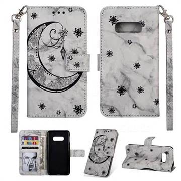 Moon Flower Marble Leather Wallet Phone Case for Samsung Galaxy S10e (5.8 inch) - Black