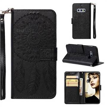 Embossing Campanula Flower Leather Wallet Case for Samsung Galaxy S10e (5.8 inch) - Black