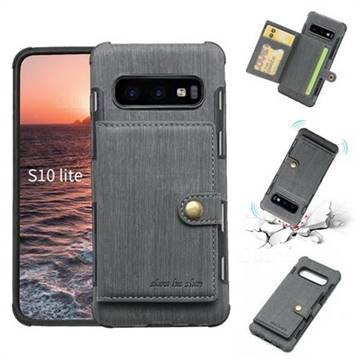 Brush Multi-function Leather Phone Case for Samsung Galaxy S10e (5.8 inch) - Gray