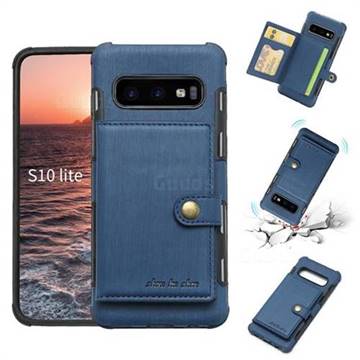 Brush Multi-function Leather Phone Case for Samsung Galaxy S10e (5.8 inch) - Blue