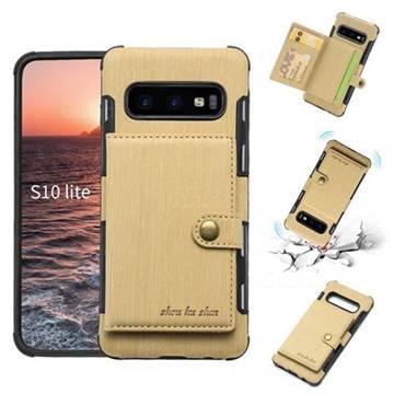Brush Multi-function Leather Phone Case for Samsung Galaxy S10e (5.8 inch) - Golden