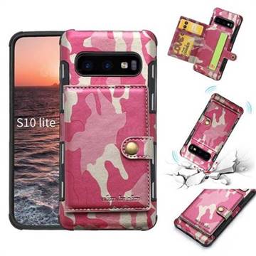 Camouflage Multi-function Leather Phone Case for Samsung Galaxy S10e (5.8 inch) - Rose