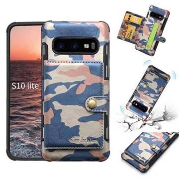 Camouflage Multi-function Leather Phone Case for Samsung Galaxy S10e (5.8 inch) - Blue