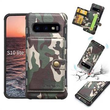 Camouflage Multi-function Leather Phone Case for Samsung Galaxy S10e (5.8 inch) - Army Green