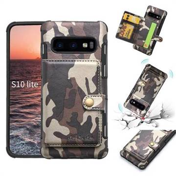 Camouflage Multi-function Leather Phone Case for Samsung Galaxy S10e (5.8 inch) - Coffee
