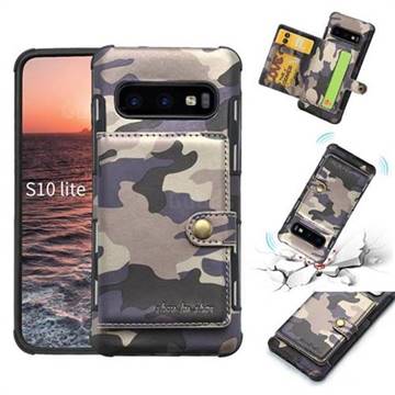 Camouflage Multi-function Leather Phone Case for Samsung Galaxy S10e (5.8 inch) - Purple