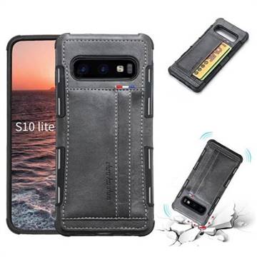 Luxury Shatter-resistant Leather Coated Card Phone Case for Samsung Galaxy S10e (5.8 inch) - Gray