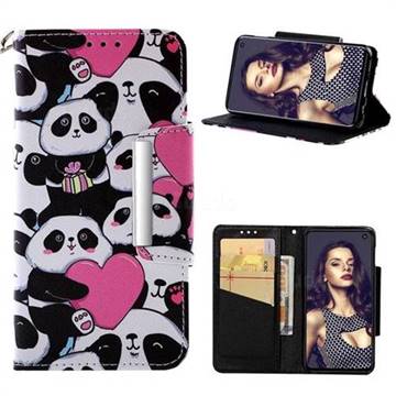 Heart Panda Big Metal Buckle PU Leather Wallet Phone Case for Samsung Galaxy S10e (5.8 inch)