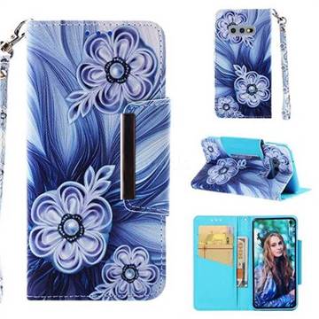Button Flower Big Metal Buckle PU Leather Wallet Phone Case for Samsung Galaxy S10e (5.8 inch)