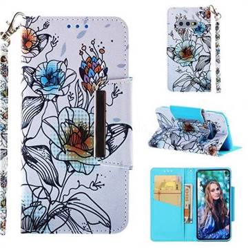 Fotus Flower Big Metal Buckle PU Leather Wallet Phone Case for Samsung Galaxy S10e (5.8 inch)