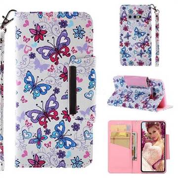 Colored Butterfly Big Metal Buckle PU Leather Wallet Phone Case for Samsung Galaxy S10e (5.8 inch)