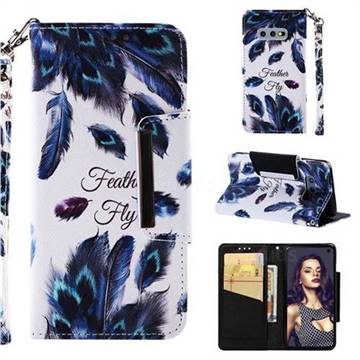 Peacock Feather Big Metal Buckle PU Leather Wallet Phone Case for Samsung Galaxy S10e (5.8 inch)
