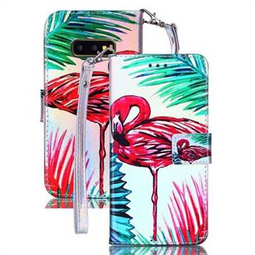 Flamingo Blue Ray Light PU Leather Wallet Case for Samsung Galaxy S10e (5.8 inch)