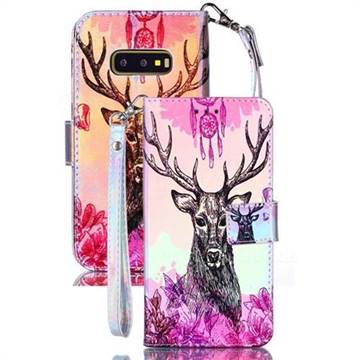 Deer Head Blue Ray Light PU Leather Wallet Case for Samsung Galaxy S10e (5.8 inch)