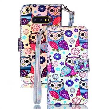 Happy Owl Blue Ray Light PU Leather Wallet Case for Samsung Galaxy S10e (5.8 inch)