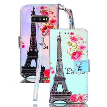 Eiffel Tower Blue Ray Light PU Leather Wallet Case for Samsung Galaxy S10e (5.8 inch)