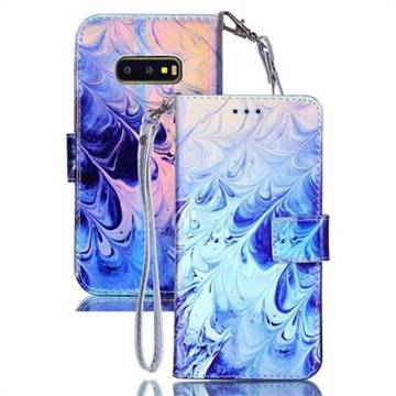Blue Feather Blue Ray Light PU Leather Wallet Case for Samsung Galaxy S10e (5.8 inch)