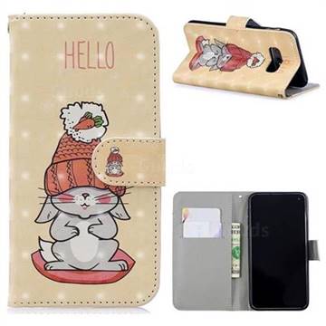 Hello Rabbit 3D Painted Leather Phone Wallet Case for Samsung Galaxy S10e (5.8 inch)