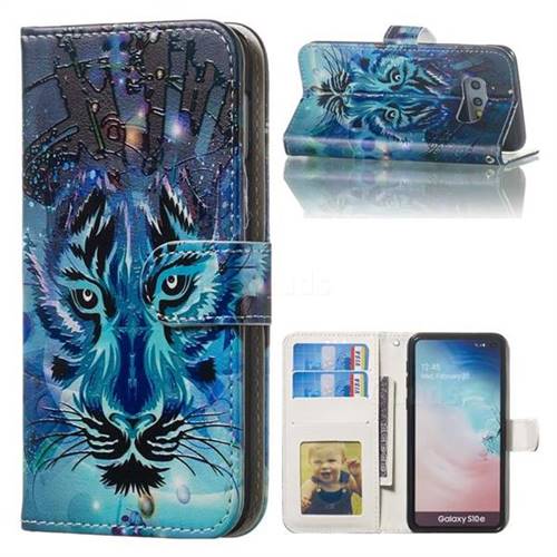 Ice Wolf 3D Relief Oil PU Leather Wallet Case for Samsung Galaxy S10e (5.8 inch)