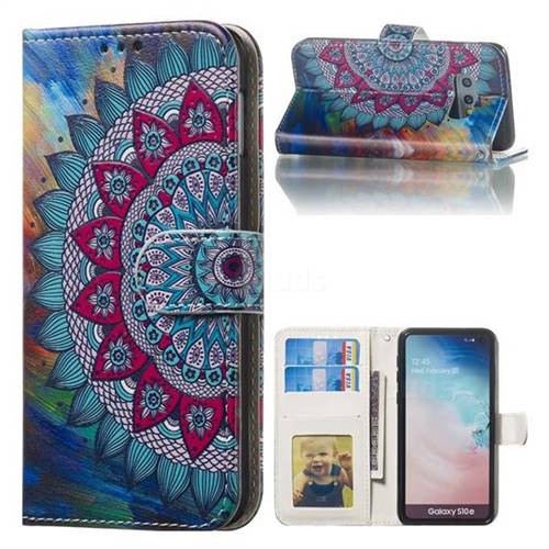 Mandala Flower 3D Relief Oil PU Leather Wallet Case for Samsung Galaxy S10e (5.8 inch)