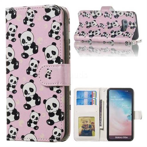 Cute Panda 3D Relief Oil PU Leather Wallet Case for Samsung Galaxy S10e (5.8 inch)