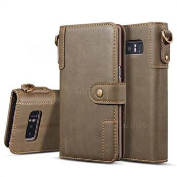 Retro Luxury Cowhide Leather Wallet Case for Samsung Galaxy S10e (5.8 inch) - Coffee