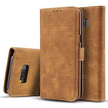 Luxury Vintage Mesh Monternet Leather Wallet Case for Samsung Galaxy S10e (5.8 inch) - Brown