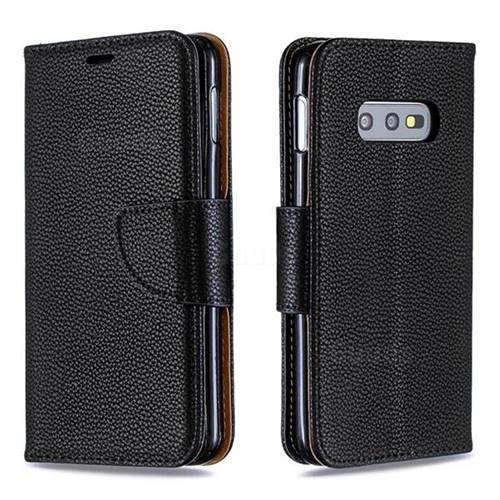 Classic Luxury Litchi Leather Phone Wallet Case for Samsung Galaxy S10e (5.8 inch) - Black