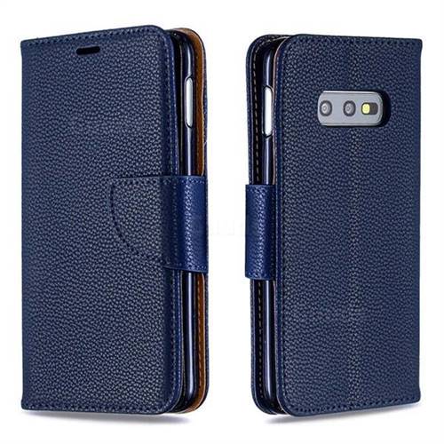 Classic Luxury Litchi Leather Phone Wallet Case for Samsung Galaxy S10e (5.8 inch) - Blue