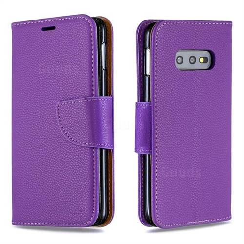Classic Luxury Litchi Leather Phone Wallet Case for Samsung Galaxy S10e (5.8 inch) - Purple