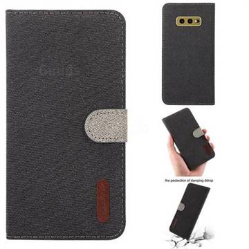 Linen Cloth Pudding Leather Case for Samsung Galaxy S10e (5.8 inch) - Black