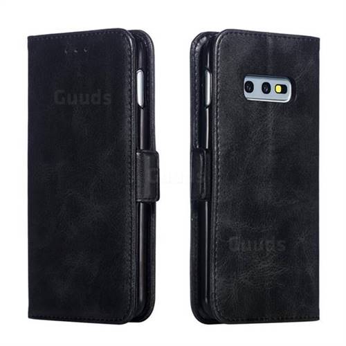 Retro Classic Calf Pattern Leather Wallet Phone Case for Samsung Galaxy S10e (5.8 inch) - Black