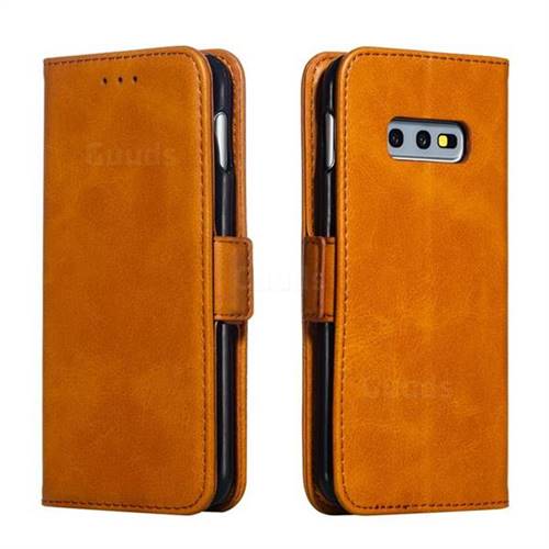 Retro Classic Calf Pattern Leather Wallet Phone Case for Samsung Galaxy S10e (5.8 inch) - Yellow