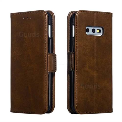 Retro Classic Calf Pattern Leather Wallet Phone Case for Samsung Galaxy S10e (5.8 inch) - Brown