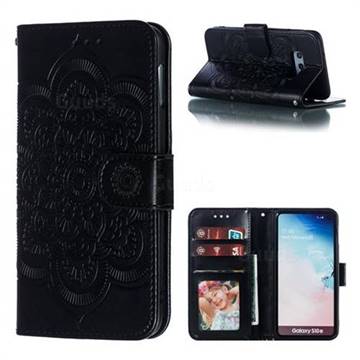 Intricate Embossing Datura Solar Leather Wallet Case for Samsung Galaxy S10e (5.8 inch) - Black