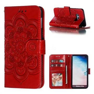 Intricate Embossing Datura Solar Leather Wallet Case for Samsung Galaxy S10e (5.8 inch) - Red