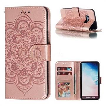 Intricate Embossing Datura Solar Leather Wallet Case for Samsung Galaxy S10e (5.8 inch) - Rose Gold