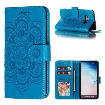 Intricate Embossing Datura Solar Leather Wallet Case for Samsung Galaxy S10e (5.8 inch) - Blue