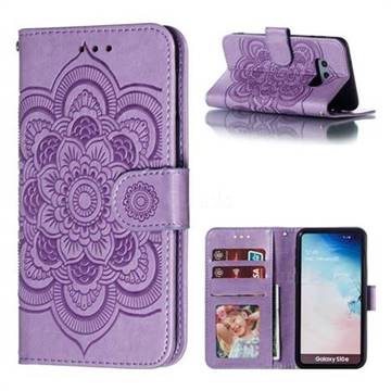 Intricate Embossing Datura Solar Leather Wallet Case for Samsung Galaxy S10e (5.8 inch) - Purple